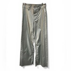 Matte Silver Coated Wide Leg Jeans Womens W 26 High Rise Minimalist Chic Raw Hem